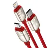 Baseus Cable Year Of The Tiger 3in1 - USB - USB Type C/ Lightning/ Micro USB - 3.5A 1.2m piros - 3. kép