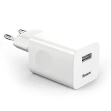 Baseus hálózati töltő, fali USB adapter 3.0 QC gyorstöltéssel fehér színben 24W