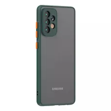 Samsung Galaxy A03s Smoke matt TPU tok sötétzöld kerettel Alphajack