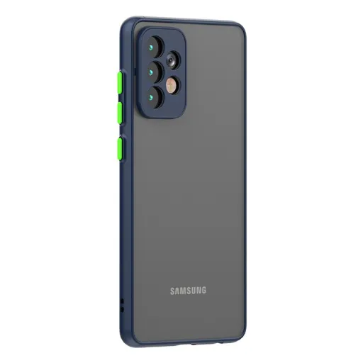 Samsung Galaxy A03s Smoke matt TPU tok kék kerettel Alphajack