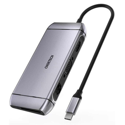 Choetech 9 az 1-ben multifunkcionális USB Type C HUB szürke (HUB-M15)
