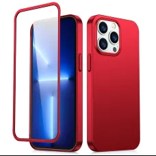 iPhone 13 Pro Max Joyroom 360 Full Case tok + kijelzővédő üvegfólia piros