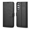 Samsung Galaxy S22+ Plus iCarer Haitang Leather Wallet Valódi Bőr Fliptok fekete thumbnail