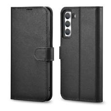 Samsung Galaxy S22+ Plus iCarer Haitang Leather Wallet Valódi Bőr Fliptok fekete