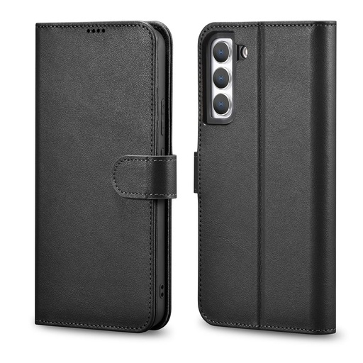 Samsung Galaxy S22+ Plus iCarer Haitang Leather Wallet Valódi Bőr Fliptok fekete Samsung Galaxy S22+ Plus iCarer Haitang Leather Wallet Valódi Bőr Fliptok fekete