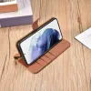 Samsung Galaxy S22+ Plus iCarer Haitang Leather Wallet Valódi Bőr Fliptok barna - 1. kép