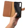 Samsung Galaxy S22+ Plus iCarer Haitang Leather Wallet Valódi Bőr Fliptok barna - 3. kép