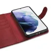 Samsung Galaxy S22+ Plus iCarer Haitang Leather Wallet Valódi Bőr Fliptok piros - 1. kép