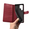 Samsung Galaxy S22 Ultra iCarer Haitang Leather Wallet Valódi Bőr Fliptok piros - 1. kép