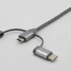 MFi 3 az 1-ben töltőkábel USB-A - lightning, micro USB, USB-C 1m szürke (CA-09) Alphajack - 4. kép