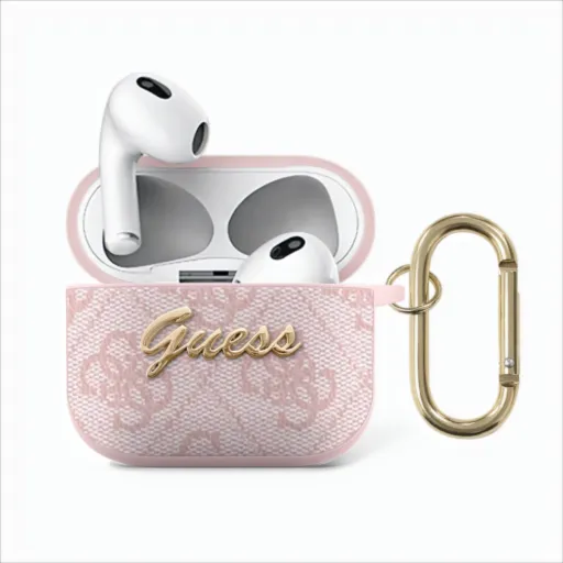 Airpods 3 Guess 4G Script pro PC/PU tok rózsaszín (GUA34GSMP)