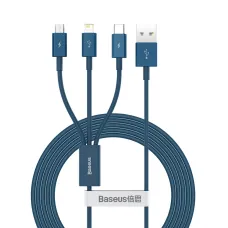 Baseus Superior USB - Lightning / micro USB / USB Type C kábel 3,5 A 1,5m kék