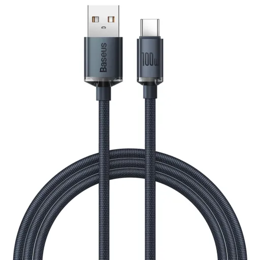 Baseus Crystal Shine gyors töltős adat kábel USB Type A - USB Type C 100W 1,2m fekete