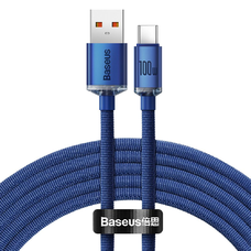 Baseus Crystal Shine gyors töltős adat kábel USB Type A - USB Type C 100W 2m kék