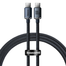 Baseus Crystal Shine gyors töltős adat kábel USB Type C - USB Type C 100W 1.2m fekete