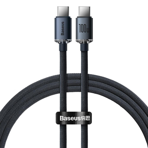 Baseus Crystal Shine gyors töltős adat kábel USB Type C - USB Type C 100W 1.2m fekete