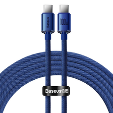 Baseus Crystal Shine gyors töltős adat kábel USB Type C - USB Type C 100W 2m kék
