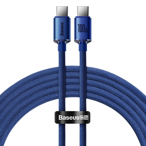 Baseus Crystal Shine gyors töltős adat kábel USB Type C - USB Type C 100W 2m kék
