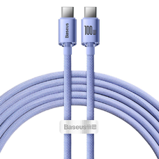 Baseus Crystal Shine gyors töltős adat kábel USB Type C - USB Type C 100W 2m lila