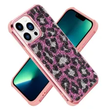 iPhone 13 Pro Diamond tok leopárd mintával rózsaszín színben Alphajack