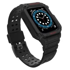 Apple Watch 8/7/6/5/4/3/2 / SE (41/40 / 38mm) Armored Óraszíj és Tok Fekete