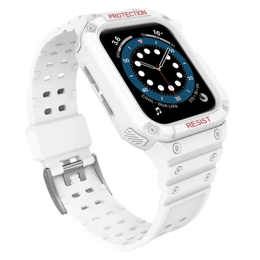 Apple Watch 8/7/6/5/4/3/2 / SE (41/40 / 38mm) Armored Óraszíj és Tok Fehér