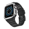 Apple Watch 8/7/6/5/4/3/2 / SE (41/40 / 38mm) Armored Óraszíj és Tok Fekete / Ezüst - 3. kép