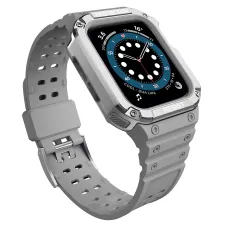 Apple Watch 8/7/6/5/4/3/2 / SE (41/40 / 38mm) Armored Óraszíj és Tok Szürke