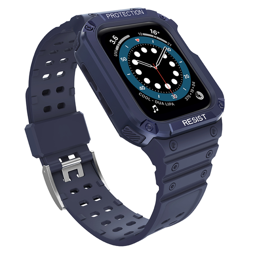 Apple Watch 4/5/6/7/8/SE (42/44/45mm) Armored Óraszíj és Tok Kék Apple Watch 4/5/6/7/8/SE (42/44/45mm) Armored Óraszíj és Tok Kék