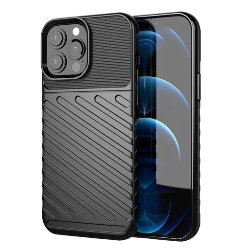 iPhone 13 Pro Max Thunder fokozott védelmet biztosító flexibilis TPU tok fekete