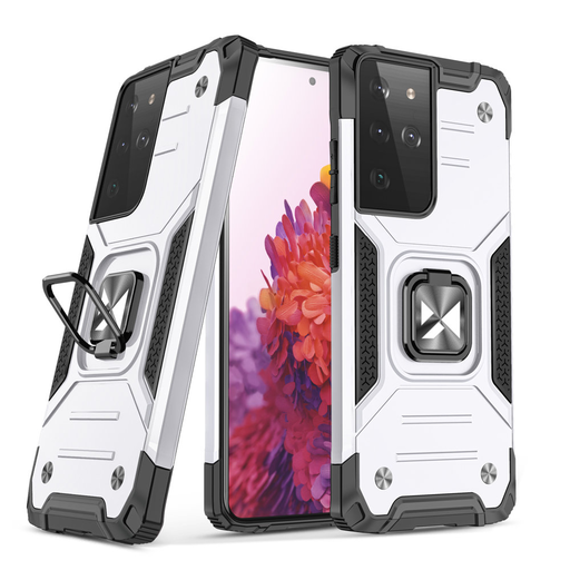 Samsung Galaxy S22 Ultra Wozinsky Ring Armor Case Kickstand telefontok ezüst Samsung Galaxy S22 Ultra Wozinsky Ring Armor Case Kickstand telefontok ezüst