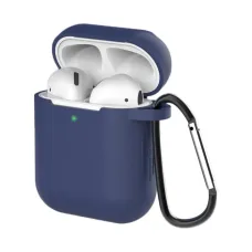 Airpods 1/ 2 szilikon tok karabinerrel kék