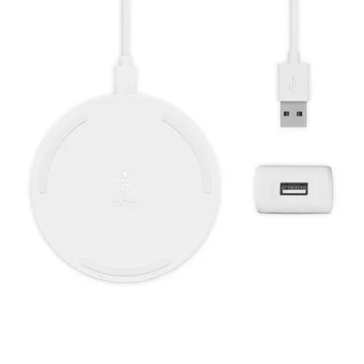 Belkin Boost Charge vezeték nélküli töltőpad 10W + QC 3.0 fali töltő + kábel, fehér (WIA001vfWH)