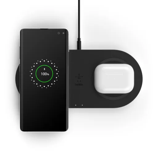 Belkin Boost Charge Dual vezeték nélküli töltőállvány 2x10W, fekete (WIZ002vfBK)