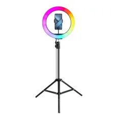 RGB LED körfény 30 cm + állvány és telefontartó fekete körlámpa, ring light