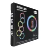 RGB LED körfény 30 cm + állvány és telefontartó fekete körlámpa, ring light - 3. kép