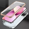 iPhone 12 Pro / 12 márvány mintás 360 fokos védelmet biztosító TPU tok kijelzővédővel, fehér Alphajack - 2. kép