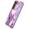 Samsung Galaxy S22 márvány mintás 360 fokos védelmet biztosító TPU tok, lila Alphajack - 0. kép