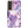 Samsung Galaxy S22 márvány mintás 360 fokos védelmet biztosító TPU tok, lila Alphajack - 2. kép