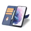 Samsung Galaxy S22 mágneses PU bőr fliptok kártyatartóval kék Alphajack - 1. kép