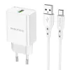 Borofone BN5 Sunlight USB Hálózati töltő QC 3.0 18W + USB - USB Type-C kábellel fehér - 0. kép