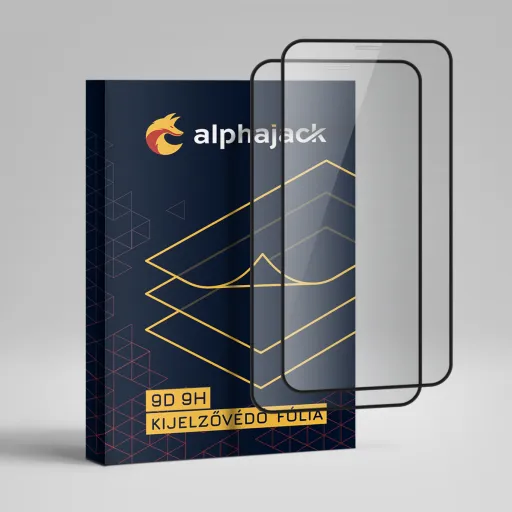 Samsung A12 9D 9H 2db üvegfólia fekete kerettel Alphajack
