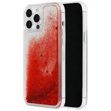 iPhone 11 Pro Liquid Heart folyékony flitteres tok piros