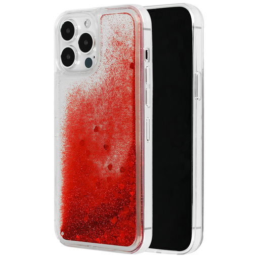 iPhone 13 Pro Max Liquid Heart folyékony flitteres tok piros iPhone 13 Pro Max Liquid Heart folyékony flitteres tok piros