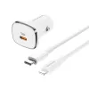 Borofone BZ12B Lasting Power USB Autós töltő QC 3.0 18W 3A + USB Type-C - Lightning kábel fehér - 1. kép