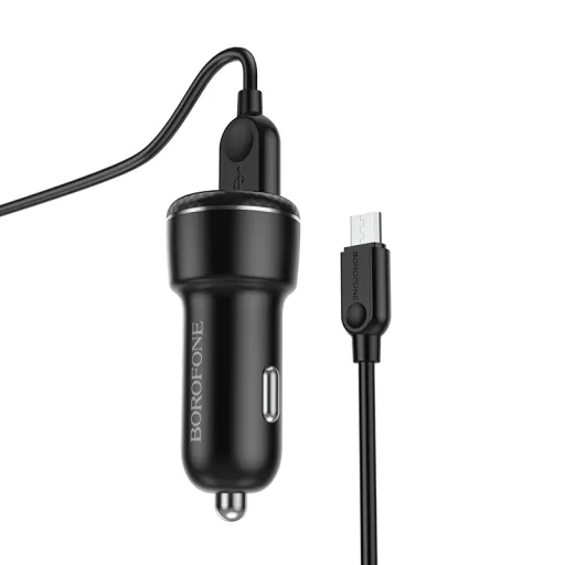 Borofone BZ17 Univerzális autós töltő 2x USB - QC 3.0 18W 3A + USB - Micro USB kábel fekete