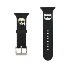 Apple Watch 42/44/45 mm Karl Lagerfeld Karl és Choupette óraszíj fekete (KLAWLSLCKK)