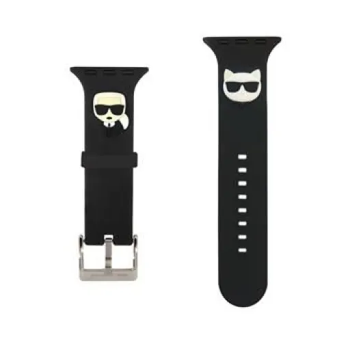 Apple Watch 42/44/45 mm Karl Lagerfeld Karl és Choupette óraszíj fekete (KLAWLSLCKK)