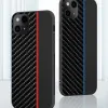 Xiaomi Redmi Note 10 / Note 10S Tel Protect Carbon Tok Fekte / Piros Csík - 4. kép