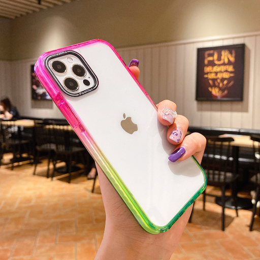 iPhone 13 Pro Max átlátszó TPU tok rózsaszín-zöld színátmenetes kerettel Alphajack iPhone 13 Pro Max átlátszó TPU tok rózsaszín-zöld színátmenetes kerettel Alphajack